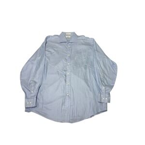 Faconnable Men's Light Blue Striped Dress Shirt Size 18‎ 1/2 XL Cotton